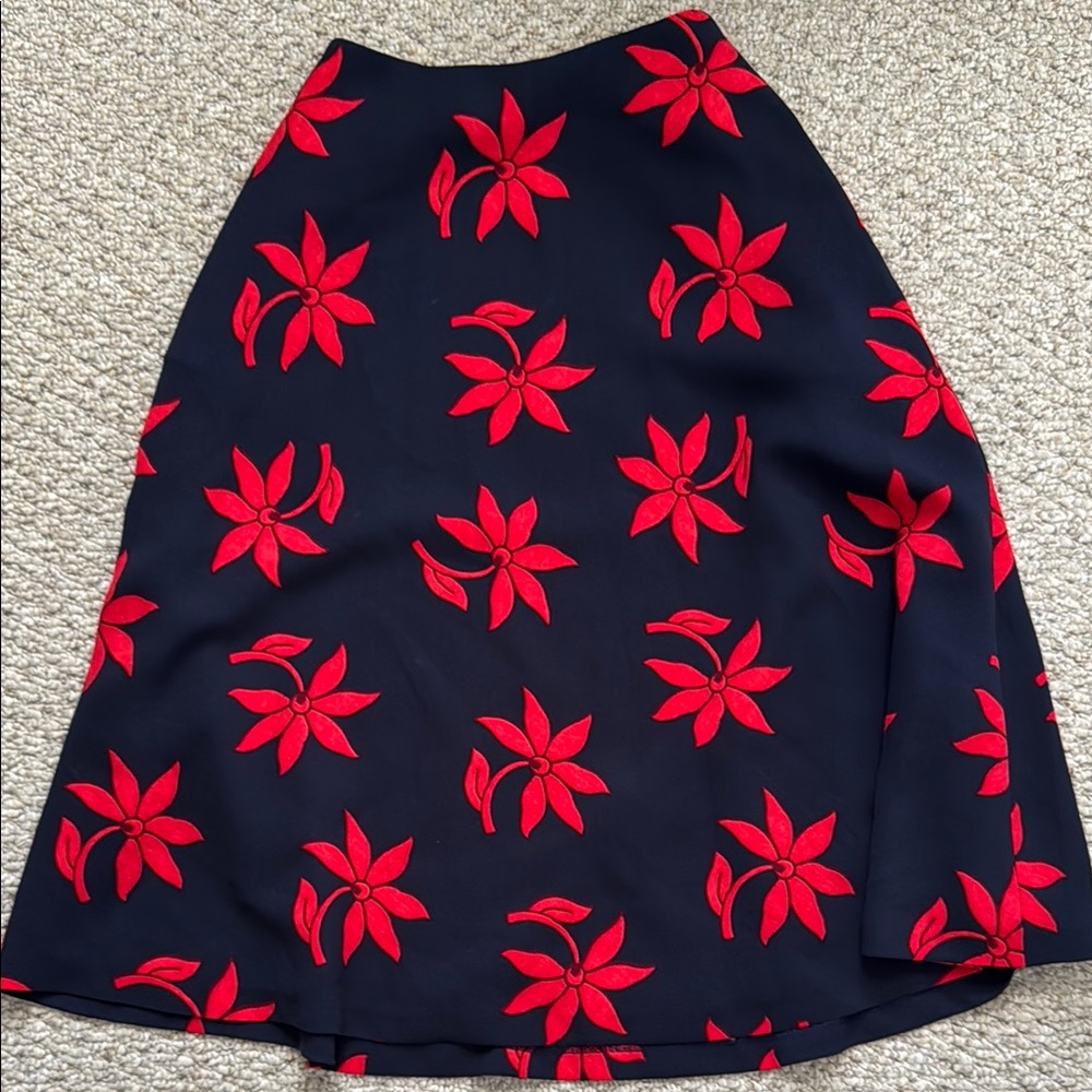 Banana Republic Blue Red Midi A-line Skirt